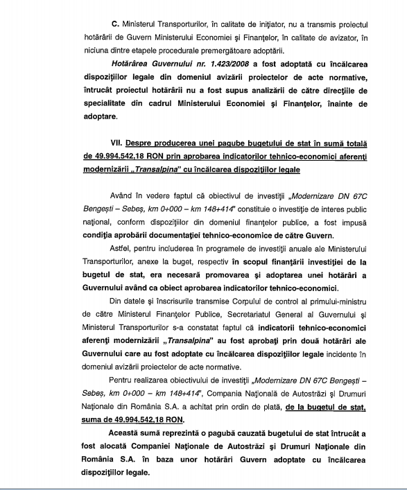 Guvernul sesizează DNA pentru contractul Transalpina, arătând implicarea lui Orban şi Vosganian