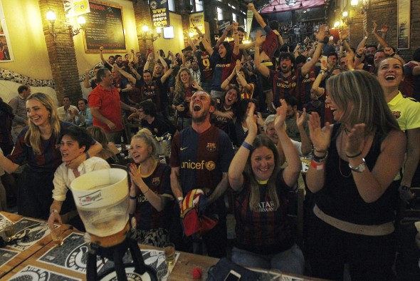 Barcelona fans in Barcelona