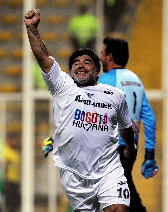 Former Argentinian soccer player Diego Armando Maradona in Colombia