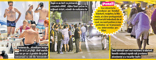 Beția se stinge în mare! După 20 de ore de băut încontinuu, de distracție și de scandaluri, petrecăreții din Mamaia își dau «refresh» la răsărit și o iau de la capăt