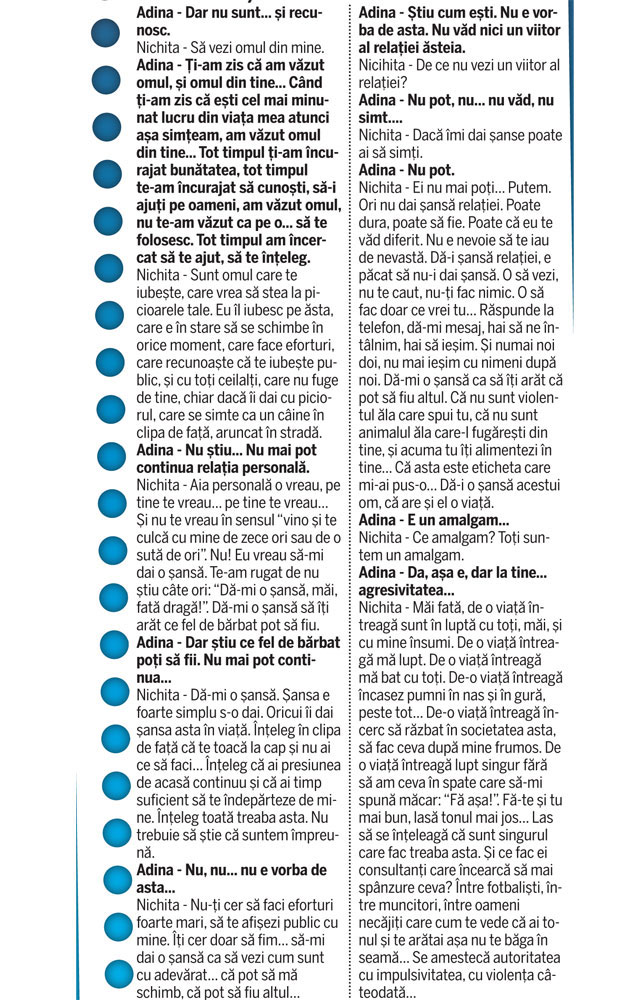 Nichita s-a făcut preș în fața amantei: «Sunt omul care vrea să stea la picioarele tale, chiar dacă îi dai cu piciorul»