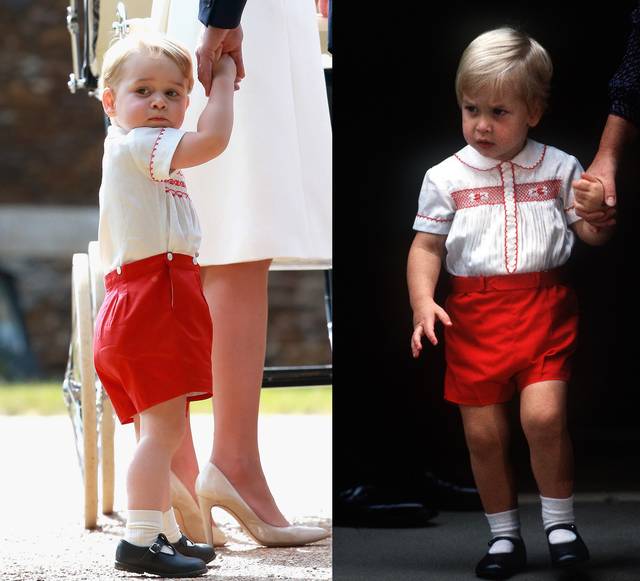 Micul prinț George a furat  toate privirile la botezul surorii lui! A fost îmbrăcat cu o ținută ca a tatălui lui de acum 30 de ani