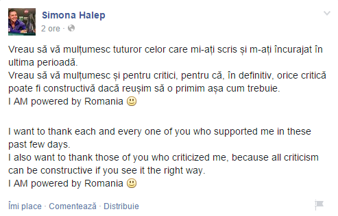 halep facebook