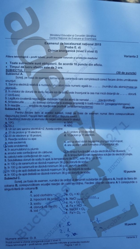 BACALAUREAT 2015 SESIUNEA DE TOAMNĂ. Ce subiecte s-au dat la PROBA OBLIGATORIE  