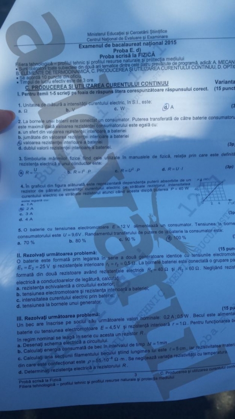 BACALAUREAT 2015 SESIUNEA DE TOAMNĂ. Ce subiecte s-au dat la PROBA OBLIGATORIE  