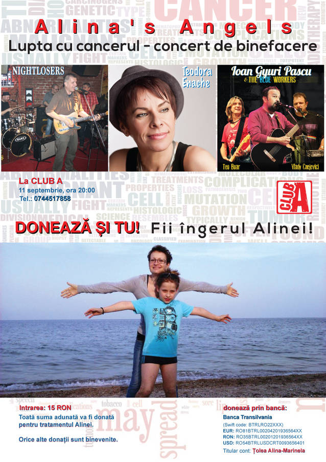 Luptă cu cancerul - concert de binefacere! Fii îngerul Alinei! 