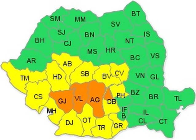 PRĂPĂD! COD PORTOCALIU și cod galben de PLOI abundente. Vezi zonele afectate