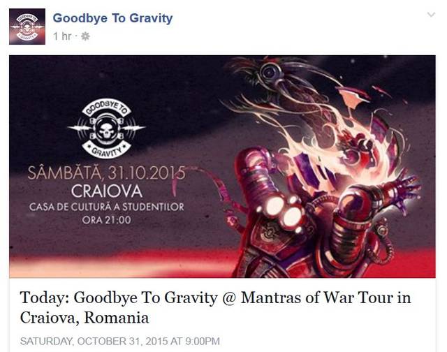 Ce a apărut pe pagina de Facebook a trupei Goodbye to Gravity. Fanilor nu le-a venit să creadă aşa ceva