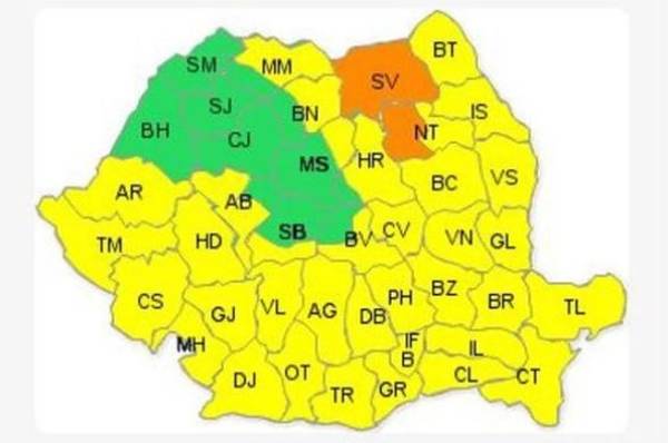 COD PORTOCALIU de ninsoare şi viscol în două judeţe. COD GALBEN de ploi în restul ţării