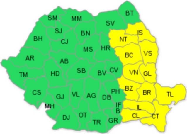 COD GALBEN de ninsori și viscol, PRELUNGIT. Care sunt județele vizate