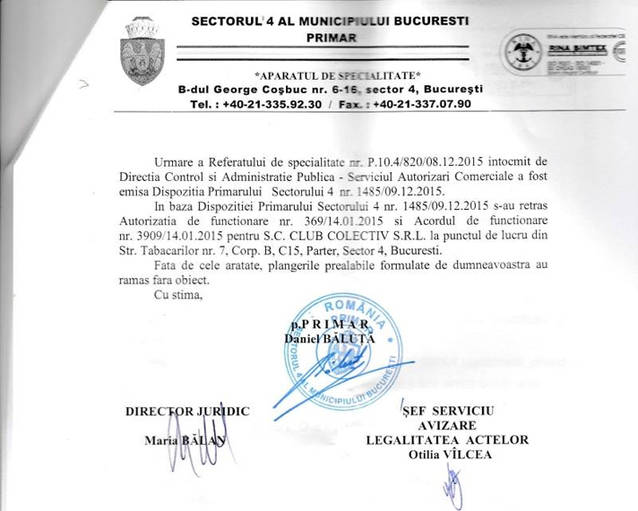 Ce se întâmplă cu clubul Colectiv! Actul care dovedește asta