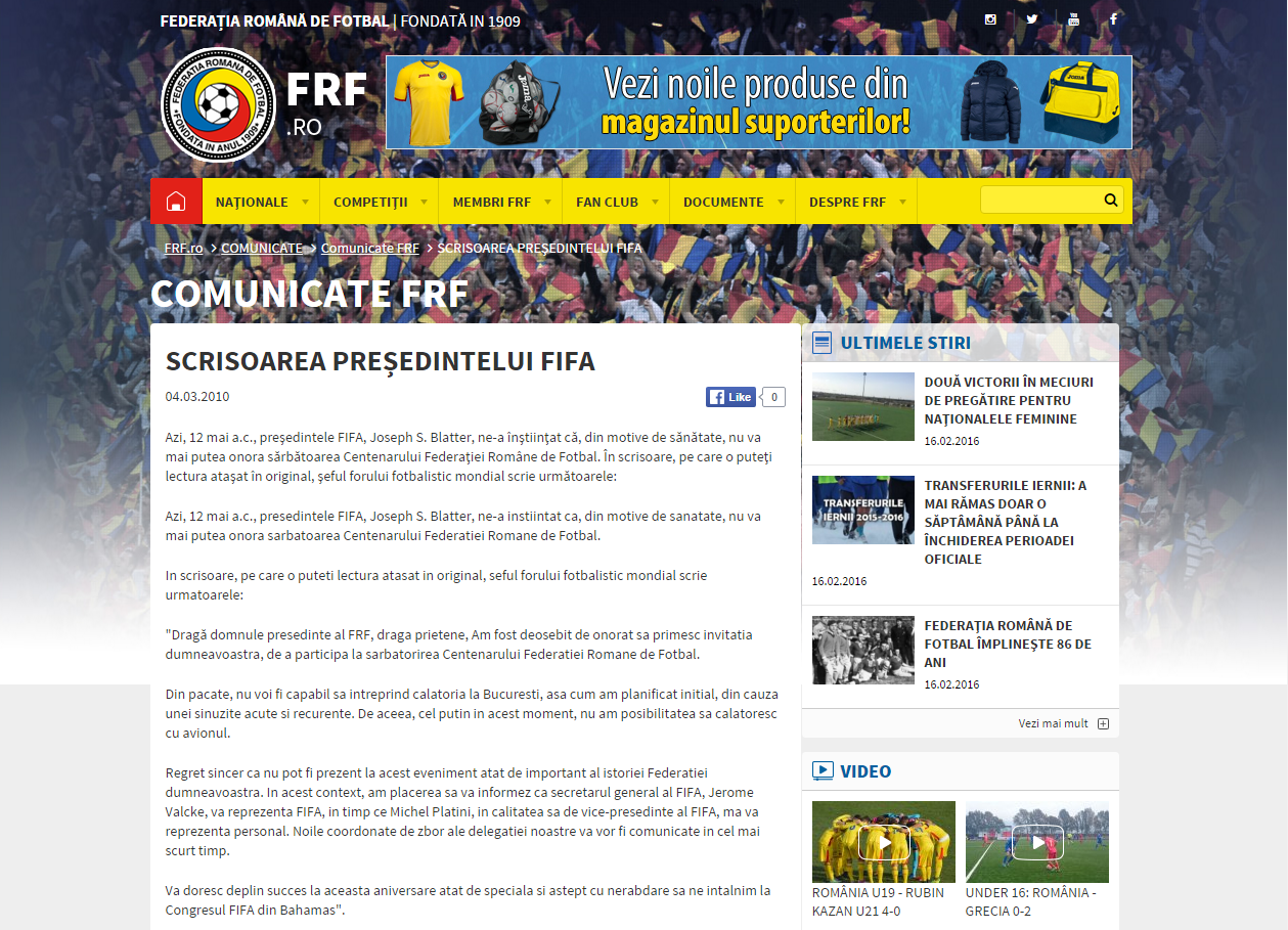 FRF centenar Blatter