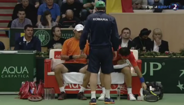 Trioul românesc Andrei Pavel, cu spatele, Florin Mergea și Horia Tecău FOTO: Captură VIDEO